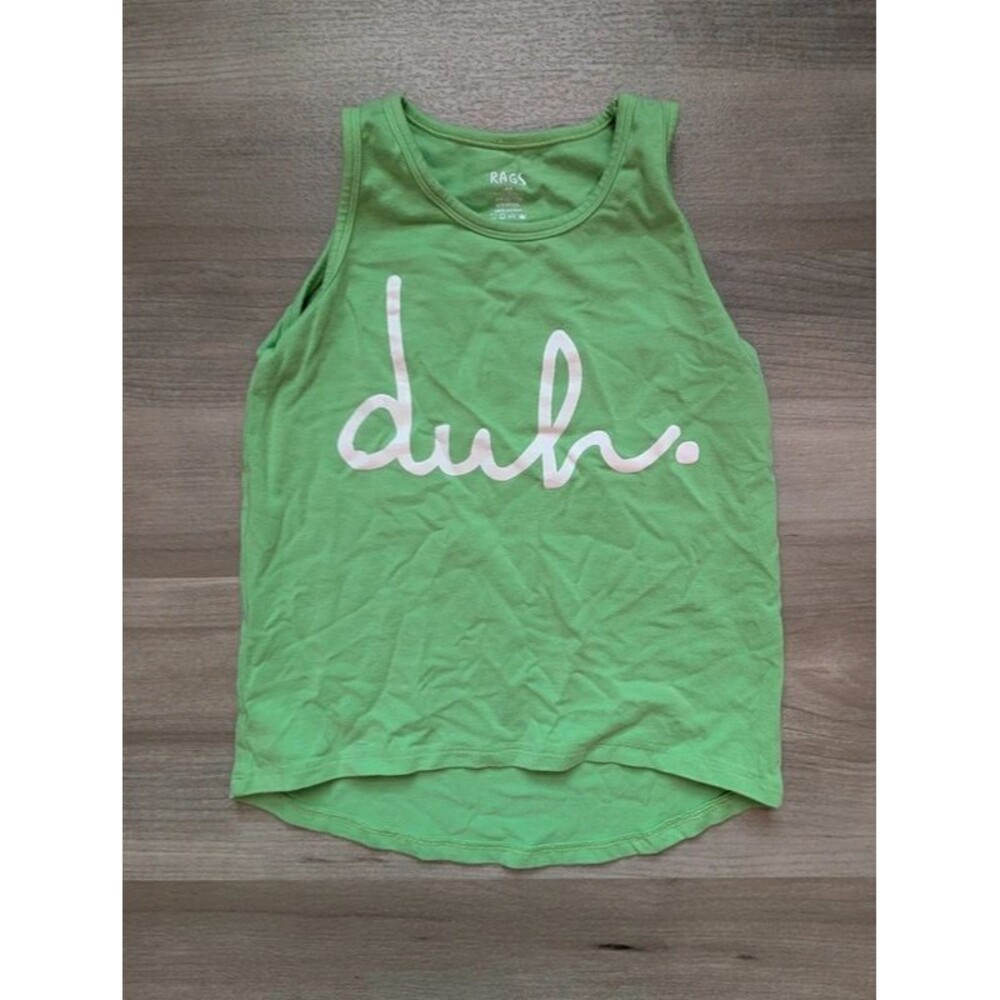 Rags to Raches Neon Green Duh Tank Top, 3-4Y (U1)
